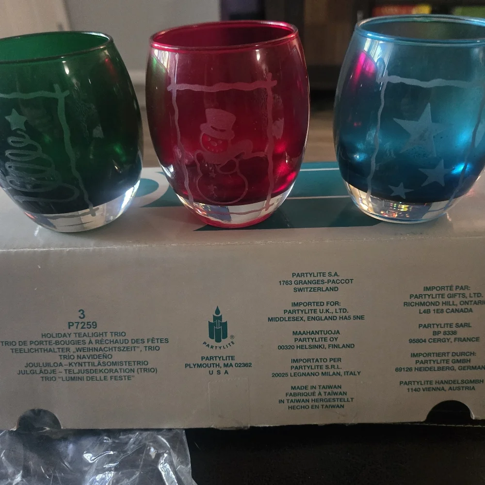 PARTYLITE Holiday Tealight Trio Candle Holders P7259 Set of 3 - Picture 3 of 4